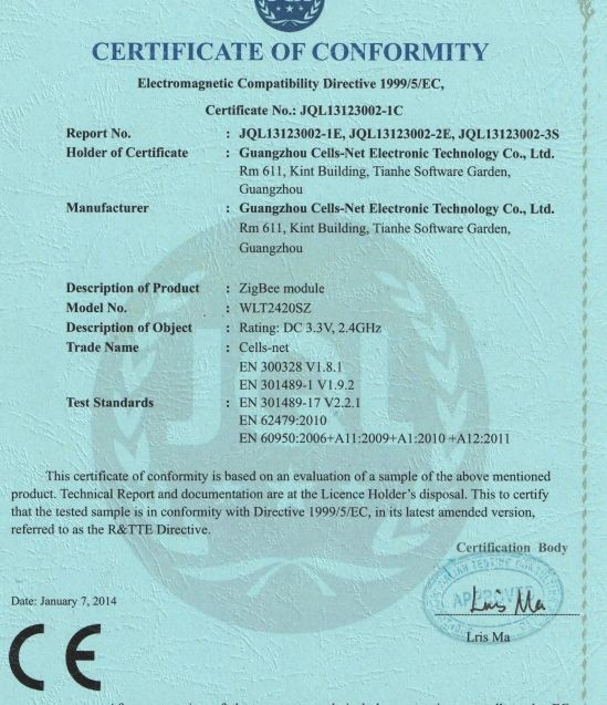8.10 WLT2420SZ CE Certificate